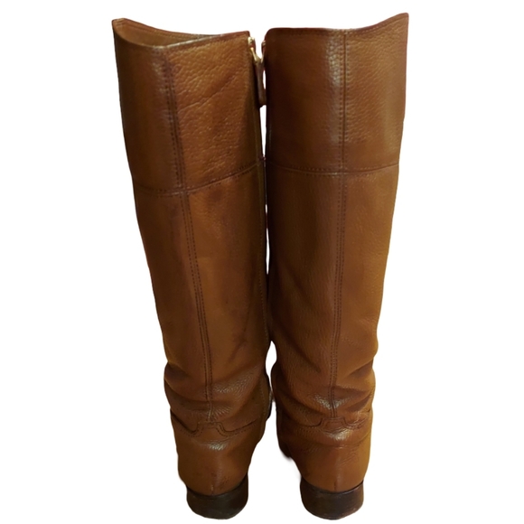 Tory Burch Jolie Brown Pebbled Leather Riding Boots - Picture 5 of 16